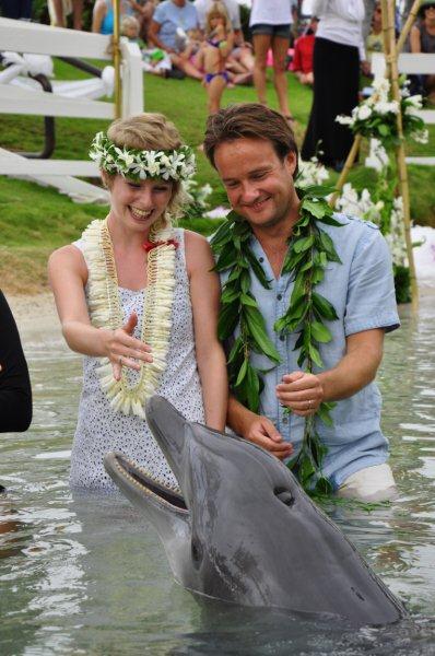 A traditional Hawaiian wedding with a dolphin twist