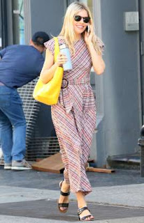 Sienna miller Isa Arfen patterned dress while out and about in New York City