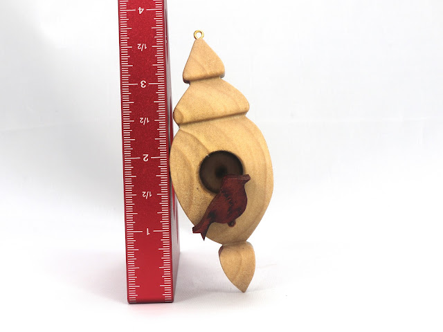 Wood Miniature Birdhouse Ornament, Handmade and Finished with Mineral Oil and Bees Wax, Collectible Christmas Tree Decoration