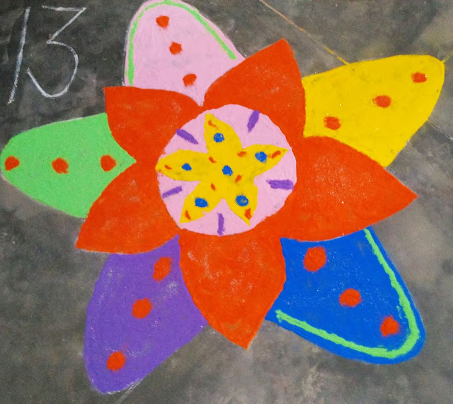 Diwali rangoli photos with flowers for kids