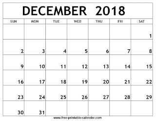 Free Printable Calendar December 2018