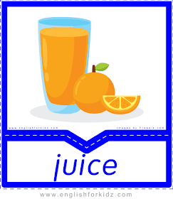 Juice - English food and drinks flashcards for ESL students