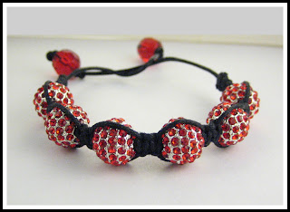 Red Swarovski crystal rhinestone disco ball bead Hip Hop Shamballa bracelet HD HQ picture.