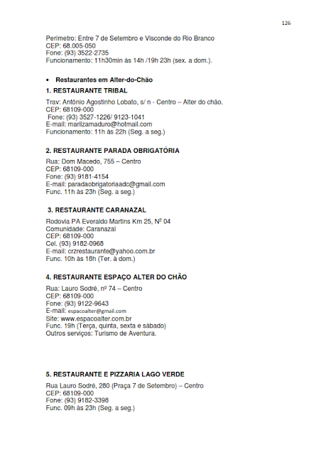 INVENTÁRIO DA OFERTA E INFRAESTRUTURA TURÍSTICA DE SANTARÉM – Pará – Amazônia – Brasil / ANO BASE 2013  -  II. SERVIÇOS E EQUIPAMENTOS TURÍSTICOS