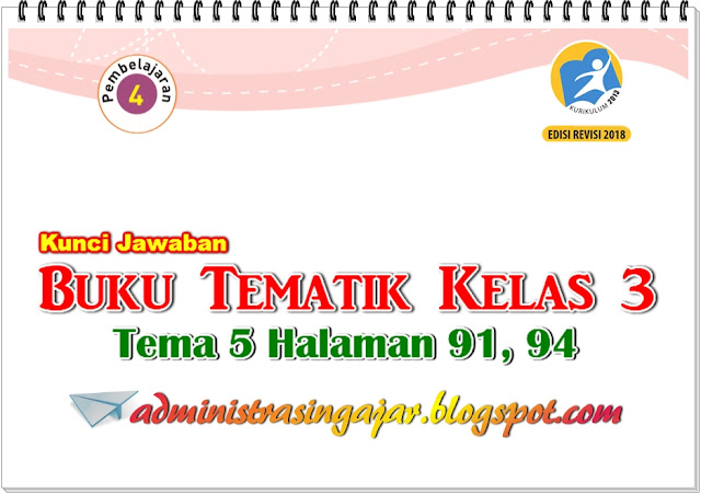 Kunci Jawaban Buku Tematik Tema 5 Kelas 3 Halaman 91, 94