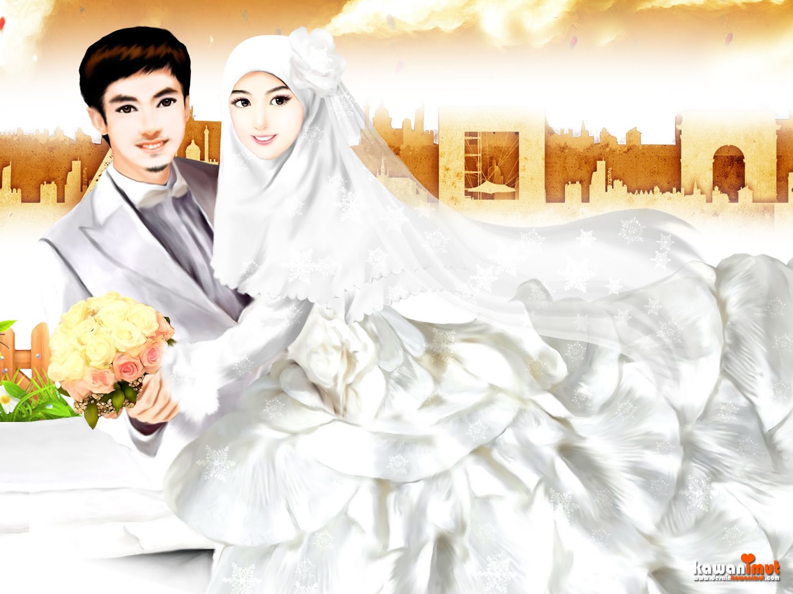 Gambar Kartun Muslimah Kahwin