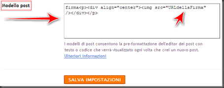 come aggiungere firma automatica post blogger