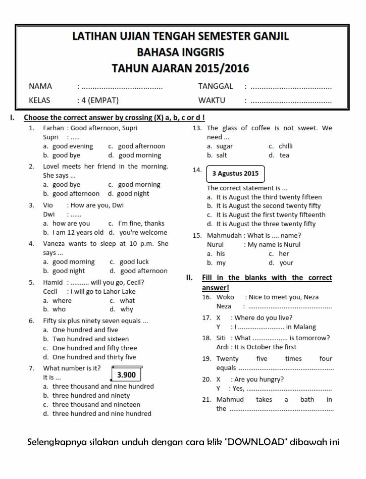 Contoh Soal Tes Akademik Sma Taruna Nusantara