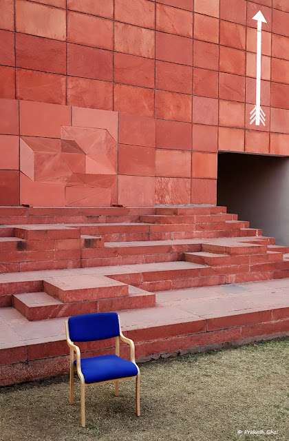 Blue Chair versus the White Arrow at the Amphitheater area at  Jawahar Kala Kendra Jaipur.