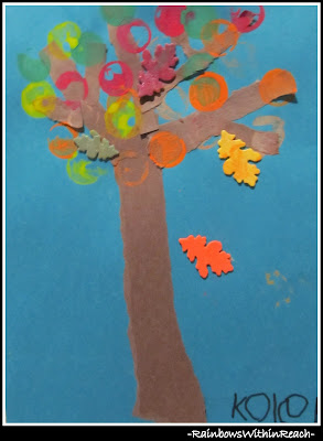 photo of: Fall Art Project in Preschool: Colored Leaf Painting Project