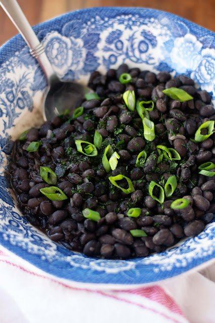 A bowl of Mexican Black Beans.