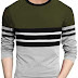 Striped Men Round Neck Green T-Shirt