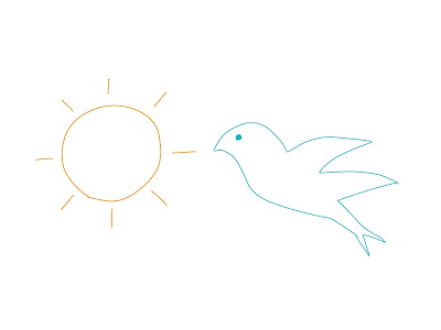 アイコン 「朝」 (作: 塚原 美樹) ～ 右側に鳥を描く