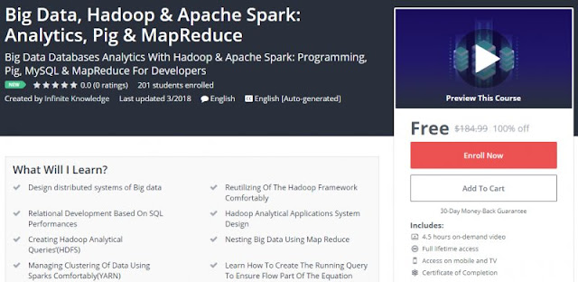 [100% Off] Big Data, Hadoop & Apache Spark: Analytics, Pig & MapReduce| Worth 184,99$