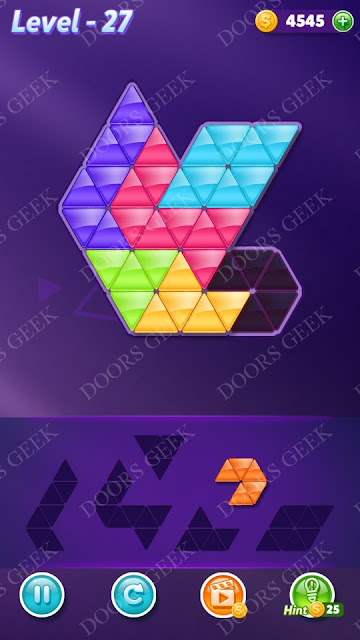Block! Triangle Puzzle Intermediate Level 27 Solution, Cheats, Walkthrough for Android, iPhone, iPad and iPod