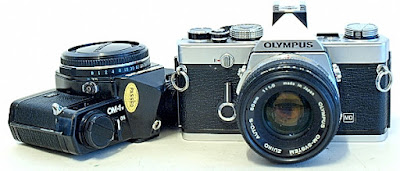 Olympus OM-1n, in chrome and black