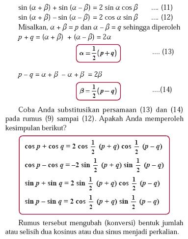 penjumlahan dan pengurangan sinus dan cosinus