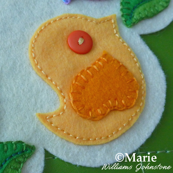 Yellow Spring Easter Chick bird hand sewn with felt and a orange button eye