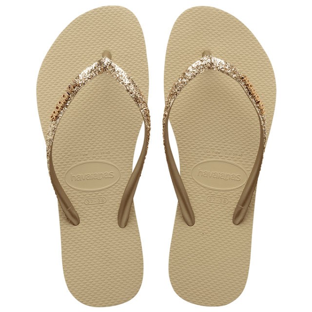 Chinelo havaianas dourado glitter