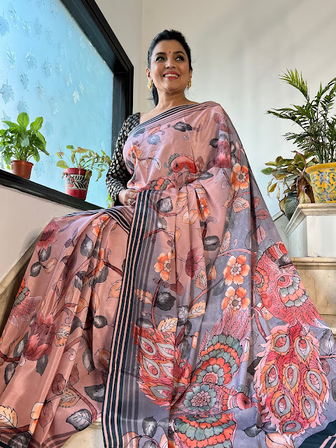 Printed mushroo silk saree