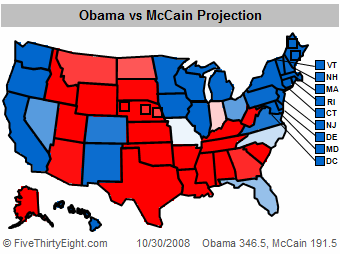 Obama 346.6 electoral votes