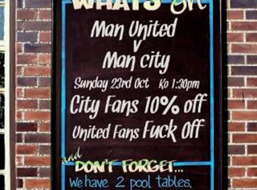Pub shows how divisive the Manchester rivalry
