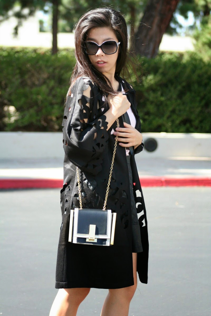 Adrienne Nguyen - Black Cut-Out Coat - What to Wear to a Dinner in Fall - How to Look Cool on a Budget