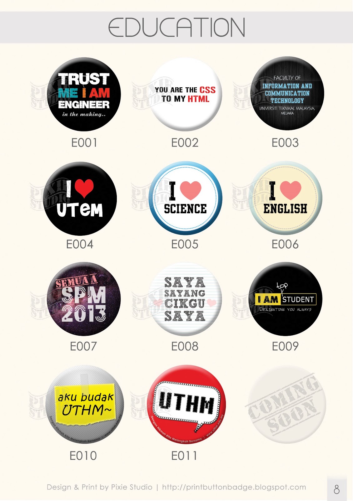 Tempah Button Badge Online Wedding Corporate Events 