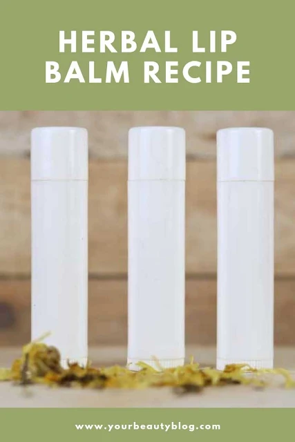 This is the best lip balm recipe!  How to make an herbal healing lip balm with calendula.  This lip balm diy is made with three types of herbs for healing.  It also has shea butter, cocoa butter, and beeswax to protect your lips. Easy home made lip balm. This lip balm recipe is easy to make.  How to make an all natural lip balm. Use beeswax lip balm to protect your lips.  Lip balm homemade recipe with herbs for natural beauty.  #lipbalm #diy #recipe #diybeauty #calendula #sheabutter #cocoabutter