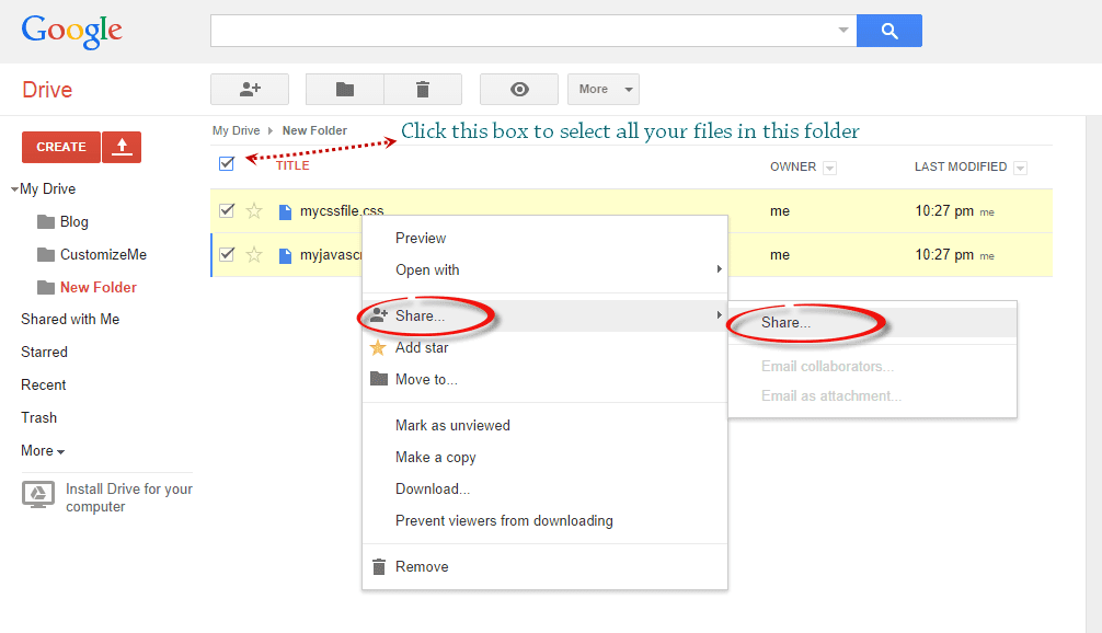 How To Host Blogger CSS and JavaScript Files in Google Drive 4 share google drive files