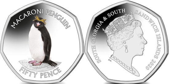 South Georgia and South Sandwich Islands 50 pence 2020 - Macaroni Penguin