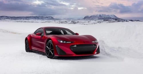 Drako GTE's electric supercar rushes into an icy lake