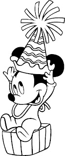 Baby Mickey Mouse celebrating birthday coloring pages