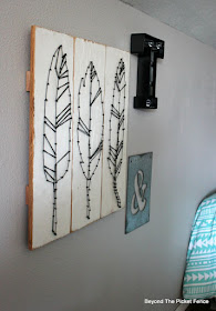 string art, Target, feathers, DIY, http://bec4-beyondthepicketfence.blogspot.com/2015/08/knock-off-target-string-art.html