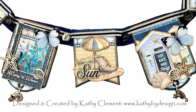 Graphic 45 The Beach is Calling Banner-Really Reasonable Ribbon-Kathy Clement