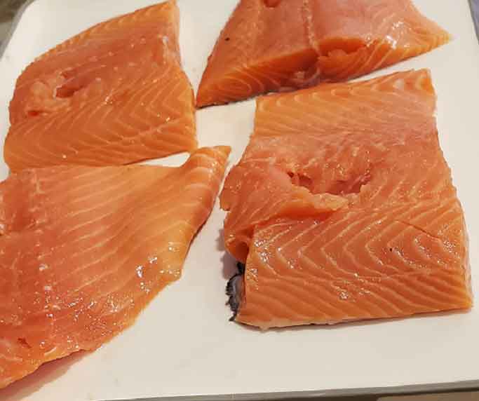 raw salmon filets