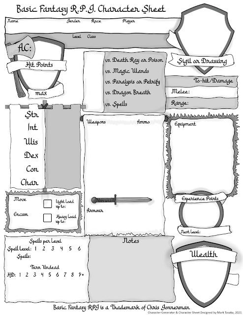 Basic Fantasy RPG Cleric Generator