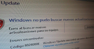 Error windows update código: 8024000E
