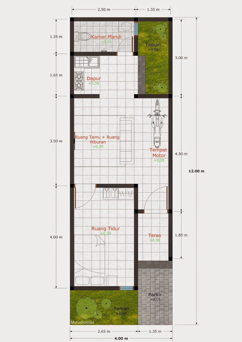 34 Denah Rumah 2 Lantai 4 X 12 Yang Indah!