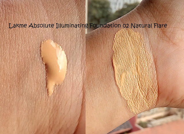 All swatches of Lakme Absolute Illuminating Foundation