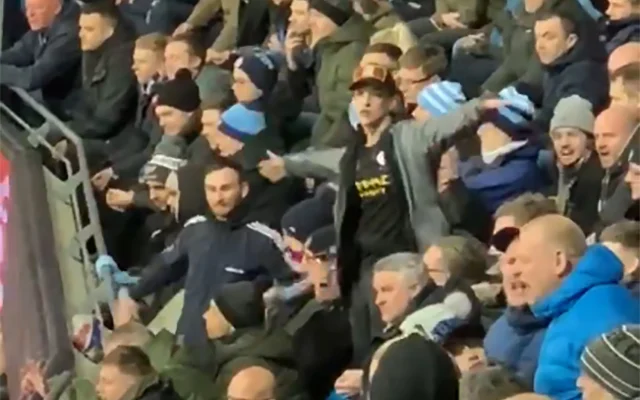 Manchester City fans appears to mock Manchester United with sick aeroplane gestures