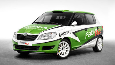 2011 Skoda Fabia R2 Rally green and white