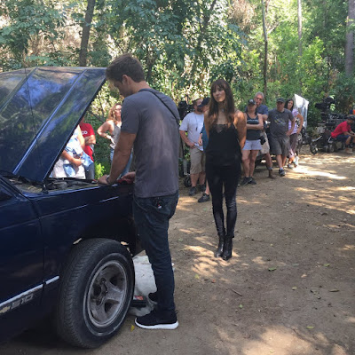 PLL bts Troian Bellisario and Keegan Allen (Spoby) filming 7x10 "The DArkest Knight"