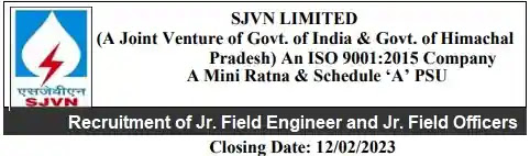 SJVN Junior Field Engineer Officer Vacancy Recruitment 2023