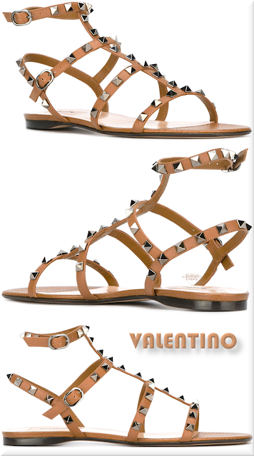 ♦Valentino Garavani brown studded Rockstud flat sandals #valentino #shoes #brown #pantone #brilliantluxury