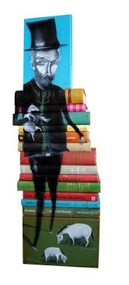 Stacked Book Portraits by Mike Stilkey