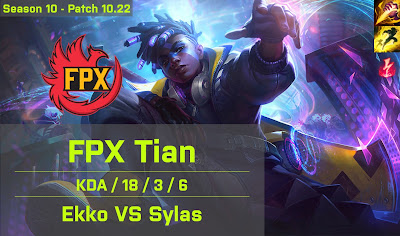 FPX Tian Ekko JG vs KT Malrang Sylas - KR 10.22