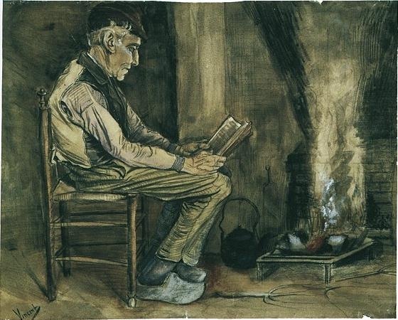 Farmer Sitting at the Fireside