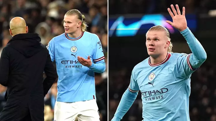 Fans have a theory behind Pep Guardiola subbing off Erling Haaland after insane five-goal haul