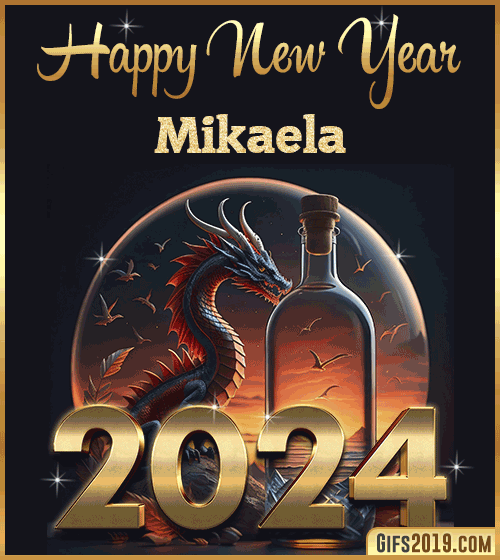 Dragon gif wishes Happy New Year 2024 Mikaela